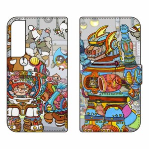 手帳型スマートフォンケース 秘密ロボット研究所 design by 326 / for Galaxy S22 SCG13 SC-51C au docomo SECOND SKIN スマホケース 手