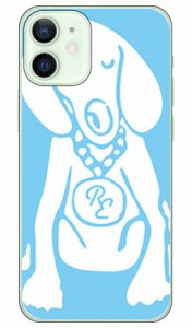 Dog サックスブルー×ホワイト design by ROTM （クリア） / for iPhone 12 mini/Apple SECOND SKIN スマホケース ハードケース アップル