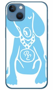 Dog ホワイト×サックスブルー design by ROTM （クリア） / for iPhone 13 mini Apple SECOND SKIN スマホケース ハードケース アップル