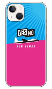 YESNO AIR LINES サックスブルー×ピンク （クリア） iPhone14 (6.1インチ) Apple YESNO スマホケース ハードケース iphone14 6.1inch ケ