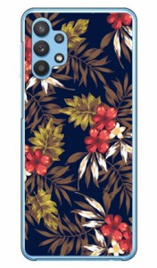 リゾートフラワー ネイビー （クリア） / for Galaxy A32 5G SCG08/au SECOND SKIN ハードケース ギャラクシー a32 ケース ギャラクシー 