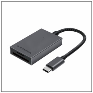 RAMPOW RCB31 Space Grey USB Type-C Card Reader USB 3.0 LED点灯機能 コンパクト 軽量 高速転送 SDカード Micro SDカード Windows Mac 