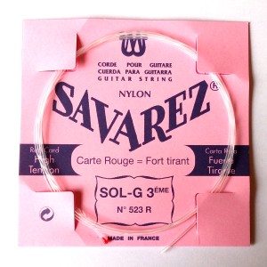 SAVAREZ［サバレス］クラシックギター用ナイロン弦　523R　ピンクラベル[3弦]