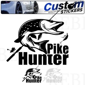 パイクハンター pike Hunter ステッカー 釣り フィッシング車 お洒落 シール 車 バイク 家電 カスタム ドレスアップ