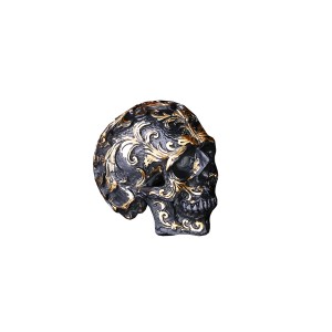 ブラック＆ゴールドリーフスカル SKULL 骸骨 オブジェ 置物 BLACK&GOLD