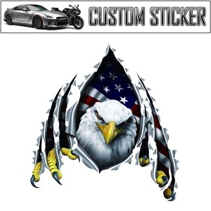 カスタム ステッカー 切り裂く イーグル EAGLE アメリカ AMERICA 星条旗 車 バイク ドレスアップ シール エンブレム CUSTOM STICKER