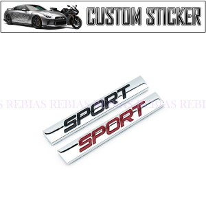 SPORT プレート エンブレム ステッカー カスタム パーツ スポーツ スクエア メッキ カー用品