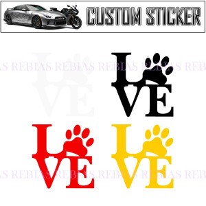 LOVE PET 犬 猫 肉球 ドッグ キャット ラブ ステッカー 切り抜き リアガラス 外装 sticker