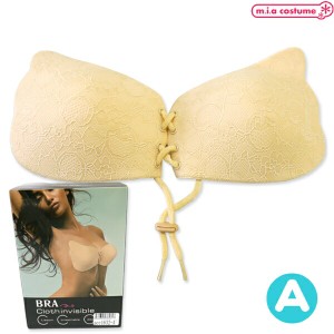 1115A▼【送料無料・即納】B品 BRA Clothinvisible 色：NUDE サイズ：A ブラジャー 粘着 編み上げ 下着 見せブラ レディース 女装 シリコ