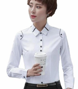 2色 レディース シャツ長袖 ワイシャツ 通勤オフィス 入学式に七五三 OL 大きいサイズ トップス 制服 事務服 フォーマル ビジネス ブ