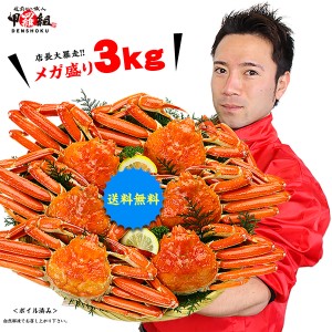 【メガ盛3kg】 送料無料 ボイルずわいがに 姿5〜7ハイ食べ放題♪ ※業務用産地箱のため食べ方の説明書は同封不可 【カニ】 【かに】 【蟹