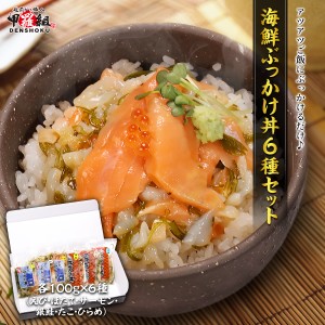 お中元 ギフト 簡単＆便利♪ 海鮮ぶっかけ丼6種セット　各種100g（えび・ほたて・サーモン・銀鮭・たこ・ひらめ） 海鮮丼 丼 どんぶりの