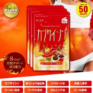 ＼【徳用】90日分まとめ買い半額！／8つの燃焼サポート成分配合！カプサイシン≪約3ヵ月分≫燃焼系 ダイエット サプリ カプサイシン 約1