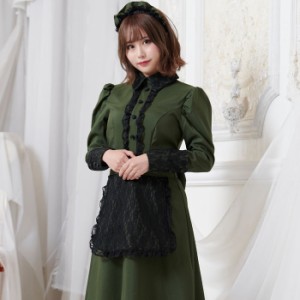 コスプレ コスチューム コスプレ コスチューム洋館 メイド ロングスカート 衣装 仮装 コスチューム メイド服 ウェイトレス ワンピース 大