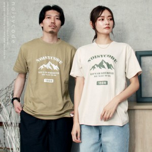 noisycode tシャツ オリジナル カレッジTシャツ カレッジロゴ 山 レディース メンズ ブランド デザインtシャツ ペア 綿100% 半袖 おしゃ