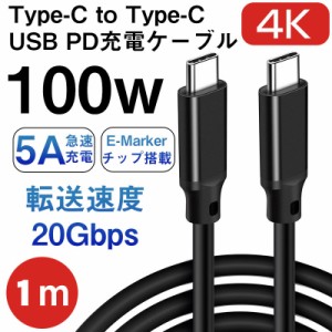 PDケーブル タイプCケーブル USB-C to USB-C USBケーブル 急速充電 高速データ転送 CCケーブル 100W 5A TypeC USB3.2 Gen2*2 映像出力 4K