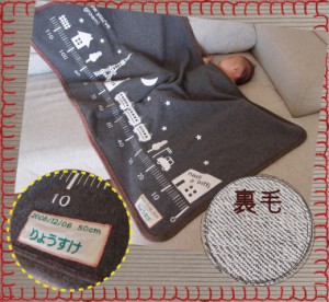 日本製 名入れ無料・ギフトBOX入り出産祝いなどに最適。春用裏毛ブランケット身長計053キャンセル不可日本製保育園・メール便不可