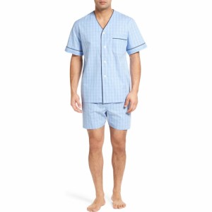 マジェスティック MAJESTIC INTERNATIONAL メンズ パジャマ・上下セット インナー・下着 Cotton Short Pajamas Light Blue Check