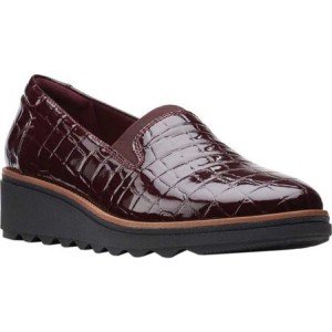 クラークス Clarks レディース ローファー・オックスフォード シューズ・靴 Sharon Dolly Loafer Burgundy Synthetic Croco Patent