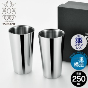 タンブラー 250ml 2個セット 箱入り ステンレス 二重構造 ビアカップ ストレート 日本製 燕三条 ビール コップ グラス カッ