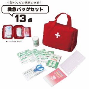 救急バッグ 14点セット 携帯用 応急手当 包帯 ガーゼ サージカルテープ かばん けが レッド 家庭用 薬箱 薬入れ くすり 救急箱