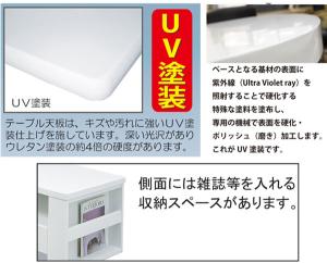 UV塗装 リビングテーブル センターテーブル ブラック ホワイト 引出し 光沢 収納 幅120 ローテーブル