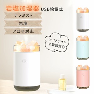 【mitas公式】岩塩加湿器 USB ナイトライト 加湿器 小型加湿器 USB加湿器 アロマ対応 ライト付き 持ち運び コンパクト 軽量 軽い かわい