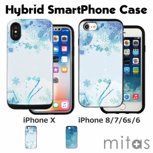 iPhoneXS iPhoneX TPU素材 PC素材 ハイブリッドケース iPhone8 iPhone7 iPhone6 mset-hyb [冬 雪 クリスマス]