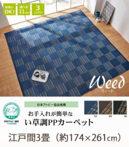 日本アトピー協会推薦♪ い草調PPカーペット 江戸間 3畳 （174×261cm）【送料無料】 ラグマット 夏用 ３畳 センターラグ プラスチック 