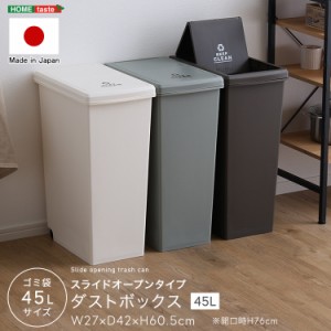 軽い力ですんなり開く スライドオープン キッチン ダストボックス 45L 【送料無料】 スリム おしゃれ シンプル プラスチック リビング ゴ