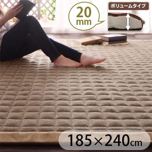 汗をかいてもサラリ快適 洗える ラグマット ボリュームタイプ 185×240cm 送料無料 カーペット 夏用 ラグマット 2.5畳 コットン 綿100％ 