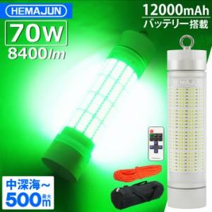 HEMAJUN(ヘマジュン) 集魚灯 充電式 8400ルーメン 70w グリーン LEDライト 大容量 12000mAh 内蔵 リモコン ワイヤレス操作 20段階輝度調