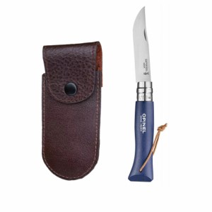 OPINEL オピネルナイフ ステンレス レザーケースセット #8 コロラマ ブルー 8.5cm