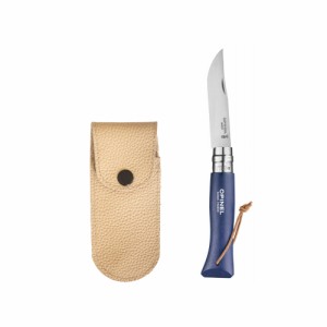 OPINEL オピネルナイフ ステンレス レザーケースセット ベージュカラー #8 コロラマ ブルー 8.5cm