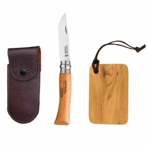 OPINEL オピネルナイフ カーボンスチール ナイフ レザーケース＆カッティングボードセット #7 8.0cm