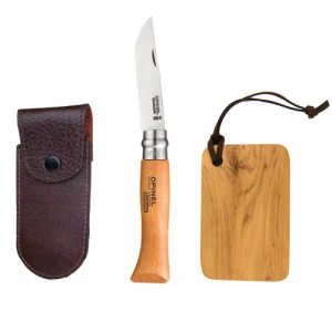 OPINEL オピネルナイフ カーボンスチール レザーケース＆カッティングボードセット #8 8.5cm