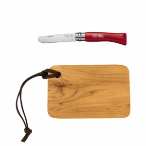 OPINEL オピネルナイフ ステンレススチール ナイフ ラウンドティップ レッド #7 8cm カッティングボードセット