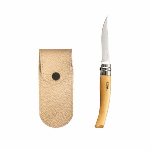 OPINEL オピネルナイフ ステンレススリム ナイフ ビーチ レザーケースセット ベージュカラー #8 8.0cm