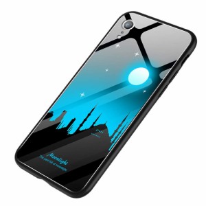 iphone アイフォーン　ケース　夜光効果 強化ガラス+シリコン　 満月 iPhone XSMAX　