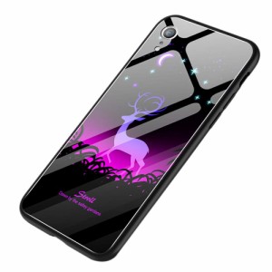 Iphone ケース カバー 超軽量 高級感 超スリム 耐衝撃 指紋防止 スマホケース夜光効果 強化ガラス+シリコン iPhone XSMax