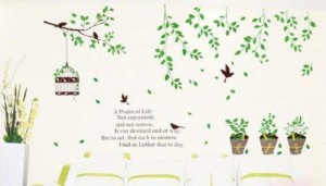 《送料無料》ウォールステッカー メルヘン風デザイン 森 鳥籠 観葉植物 おしゃれ 庭園 壁紙シール