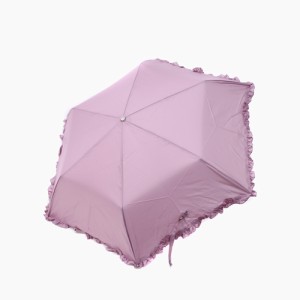 日傘 傘 折りたたみ傘 紫外線遮蔽 耐風 無地 ムジ フリル パープルピンク  防撥水 晴雨兼用 コンパクト 遮熱効果 遮効率99％以上