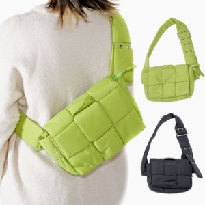 ボディバッグ ショルダーバッグ ワンショルダー バッグ 鞄 BAG 軽量 編み込み 長財布OK 男女兼用 レディース メンズ ナイロン ブラック 