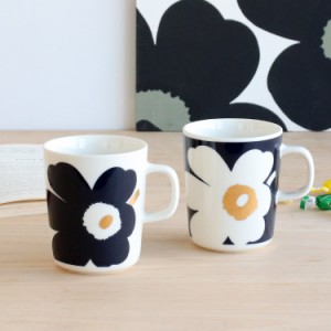 マリメッコ ウニッコ マグカップ 250ml 2個セット ダークブルー/ゴールド marimekko Juhla Unikko 北欧 マグ ペア ギフト 結婚祝い プレ