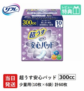 軽い尿漏れ パッド 60枚 300cc リフレ 超うす 安心パッド 特に多い時も長時間安心・夜用 300cc 10枚×6袋 業務用 ケース販売 介護用 大人