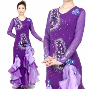 ロングドレス カラオケドレス ダンス衣装 舞台衣装 紫色 パープル