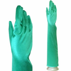 サテン手袋 フォーマル手袋 グローブ ロング丈 緑 パーティーグローブ