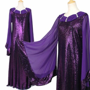 カラオケ衣装 スパンニット 着物袖風ドレス 紫