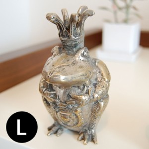 アジアン雑貨 オブジェ カエルの王様Ｌサイズ 真鍮製オブジェ インテリア バリ島の置物 