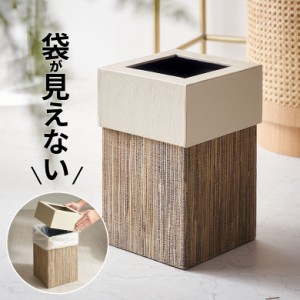 ゴミ 箱 ダスト ボックス 四角 正方形 ウォーターヒヤシンス 約 W 20.5cm D 20.5cm H 30cm 7L ナチュラル 袋 見えない 中身 くず 入れ モ